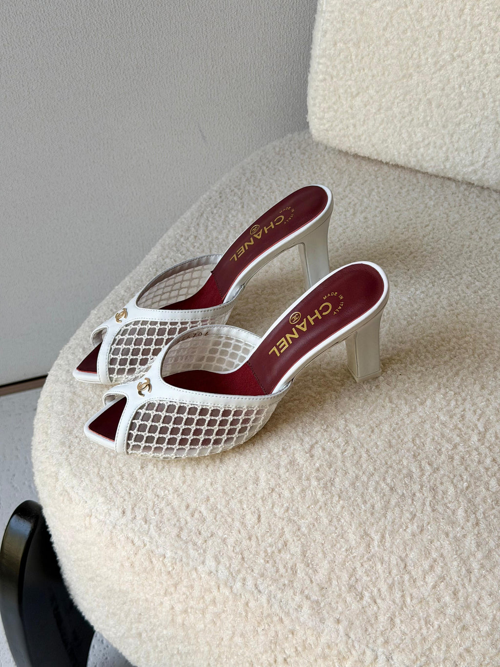 Chanel Mesh Peep Toe Heels - 6