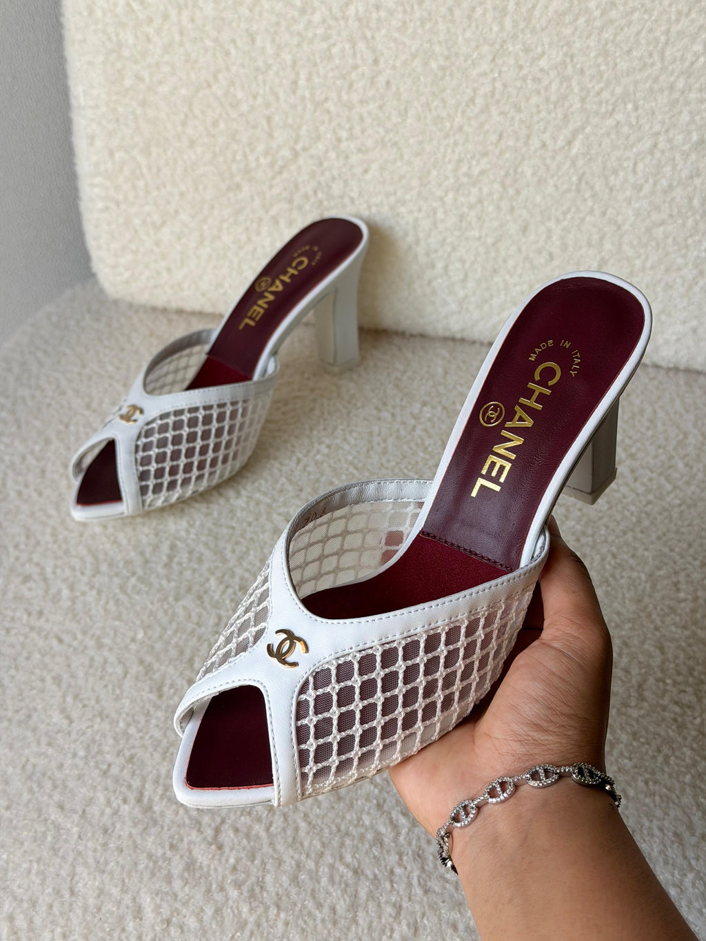 Chanel Mesh Peep Toe Heels