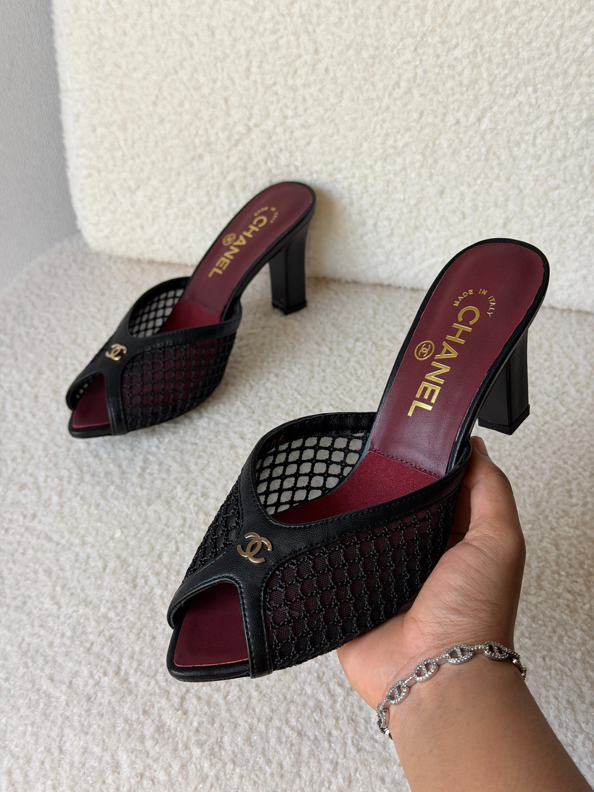 Chanel Mesh Peep Toe Heels - 3