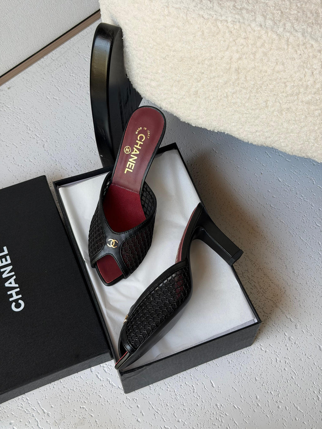 Chanel Mesh Peep Toe Heels - 2