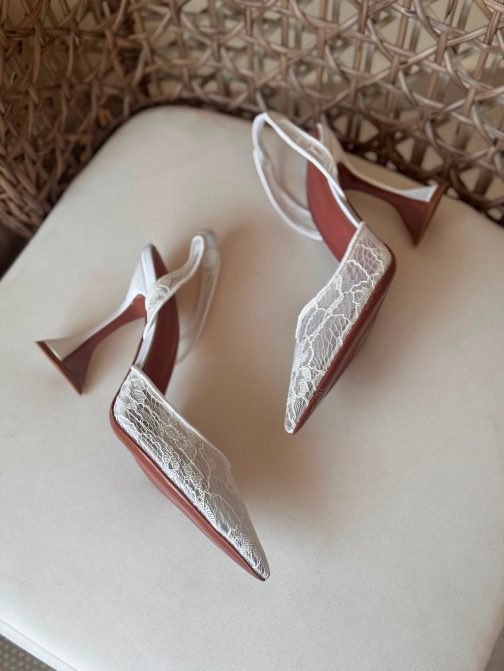 Amina Muaddi Holli lace sling pumps - 4