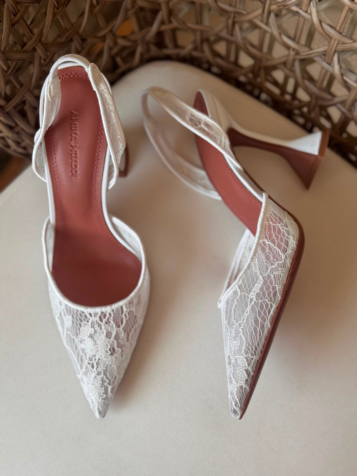 Amina Muaddi Holli lace sling pumps - 5
