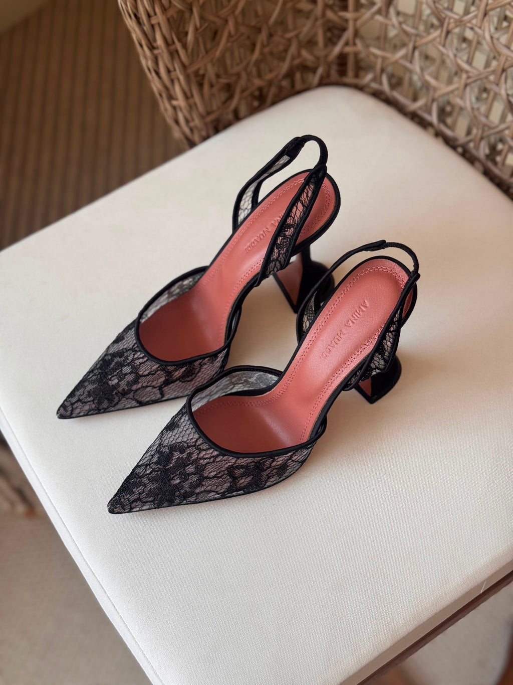 Amina Muaddi Holli lace sling pumps - 3