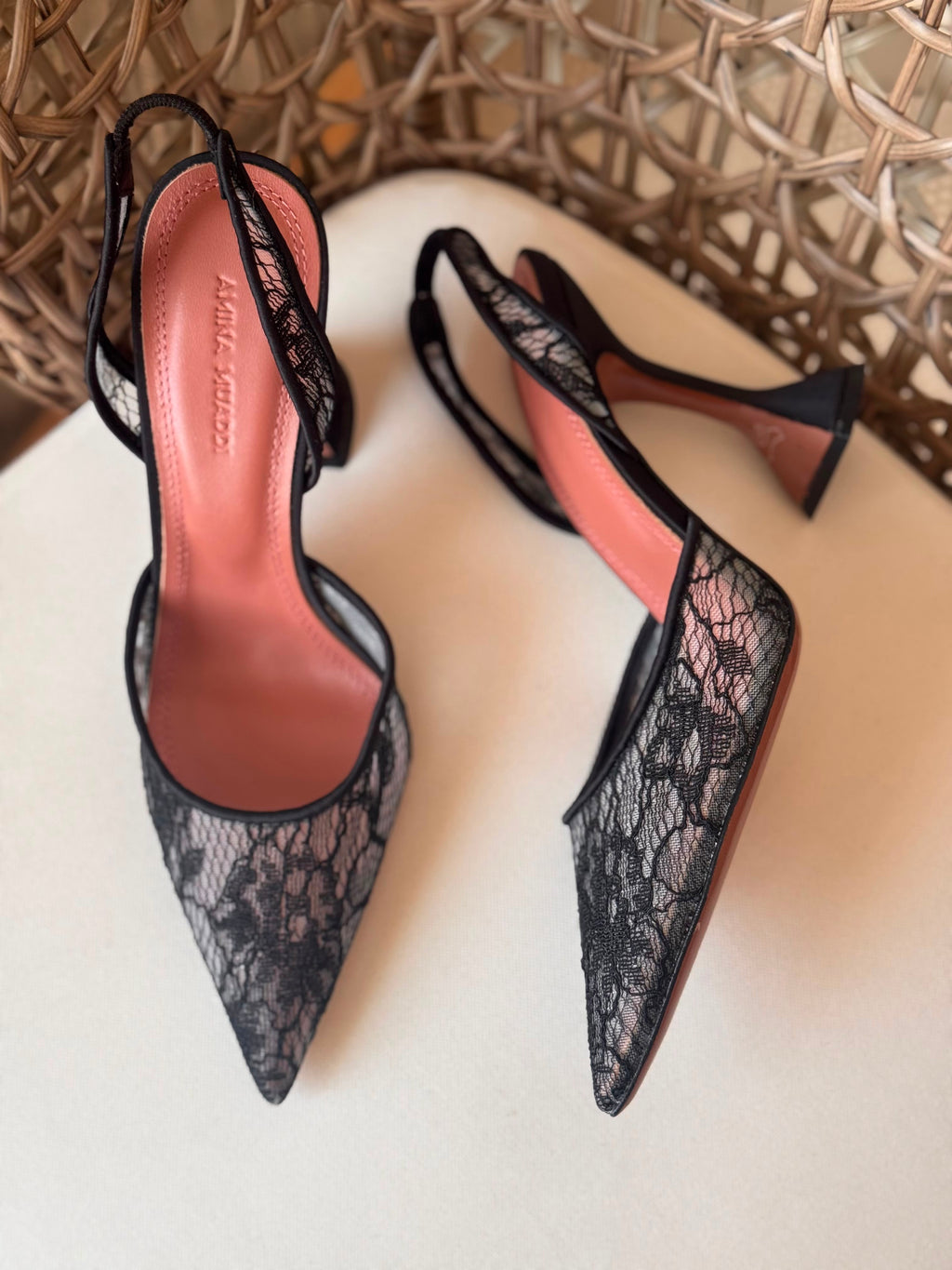 Amina Muaddi Holli lace sling pumps - 7