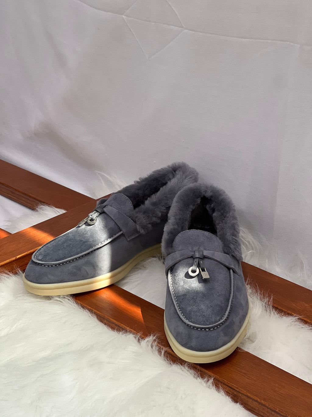 Loro Piana Summer Charms Walk Grey suede