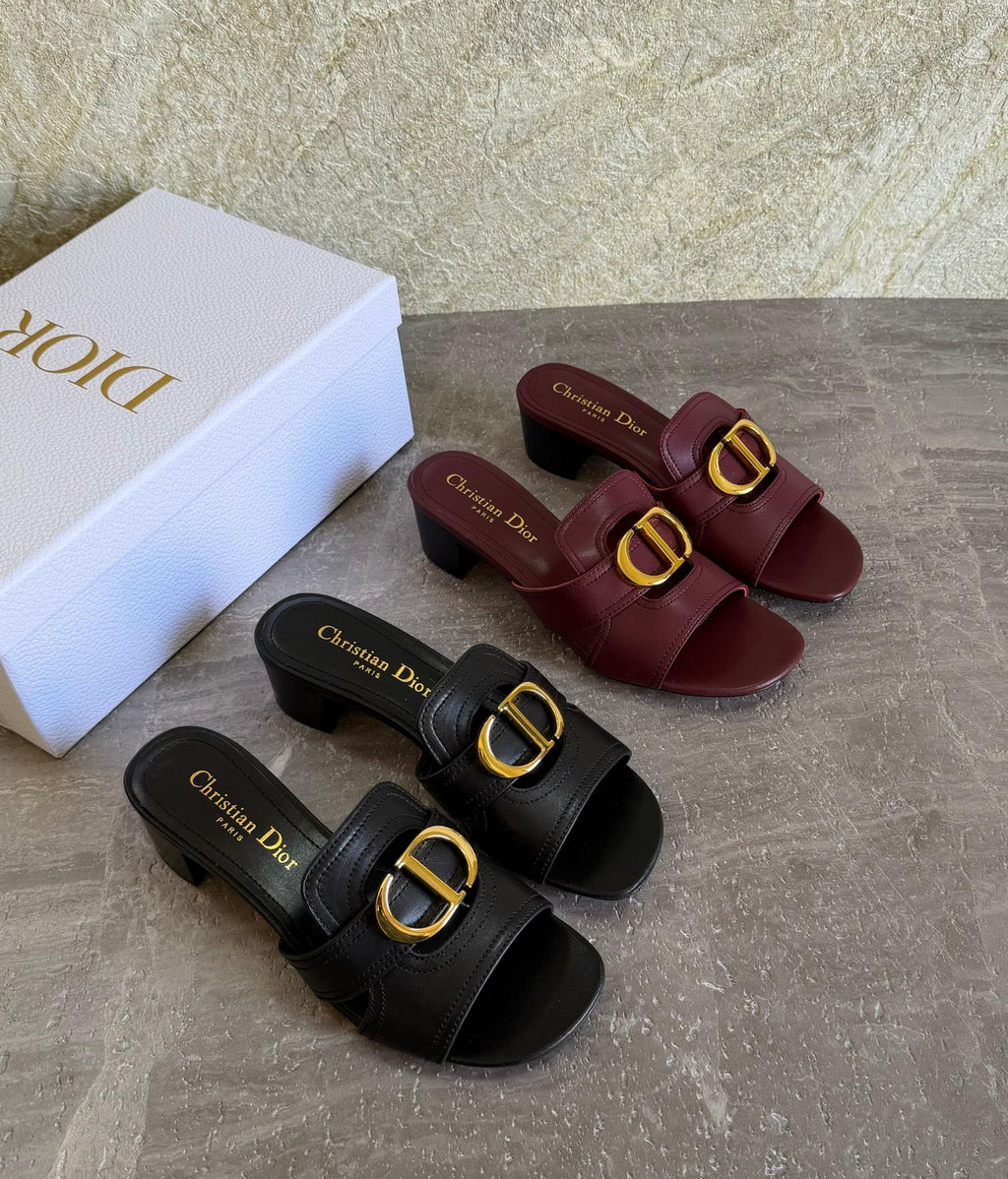 Dior Black Leather 30 Montaigne sandals