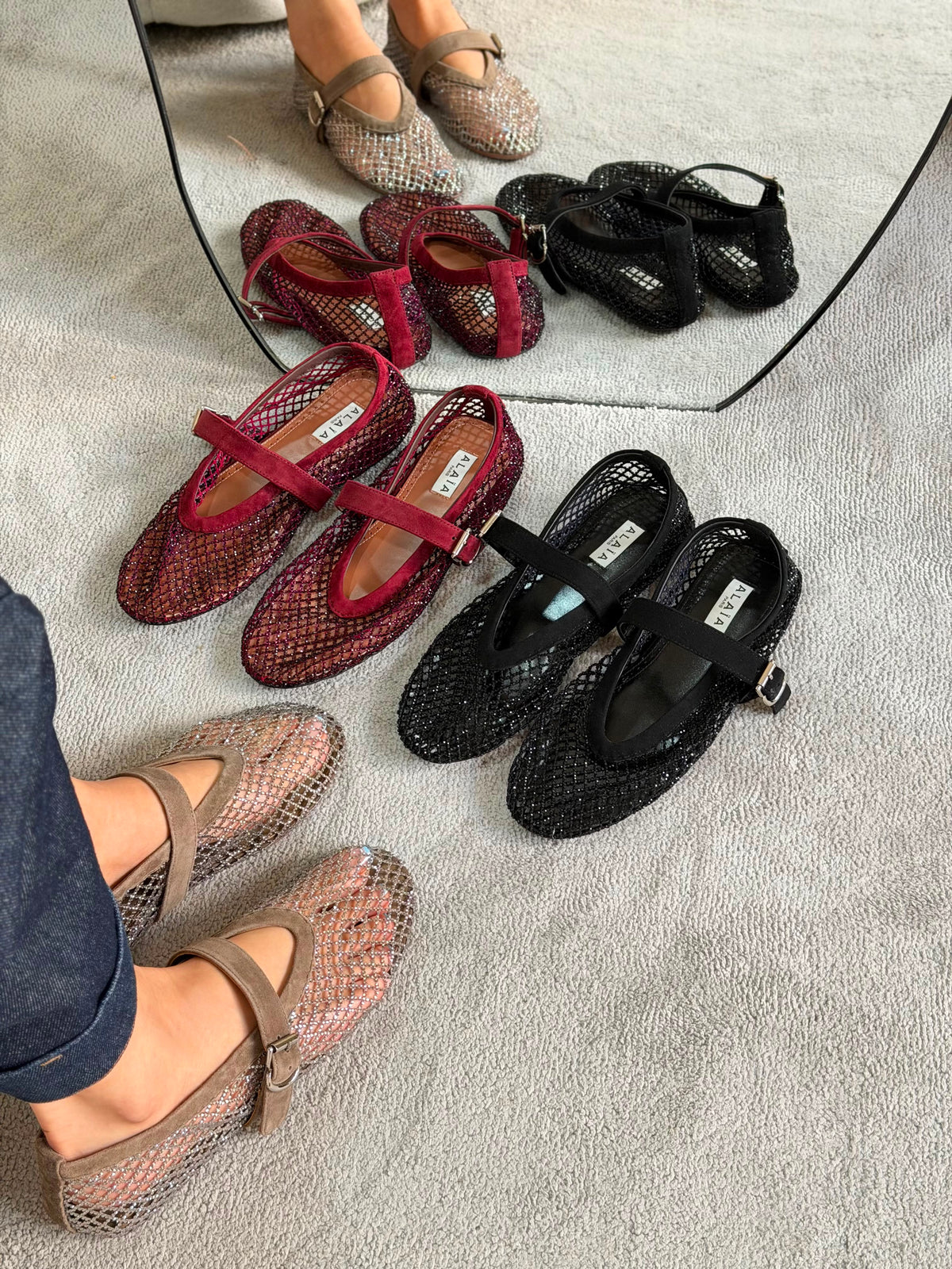 Alaïa Black Fishnet Ballet Flats - 3