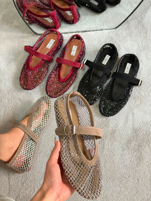 Alaïa Black Fishnet Ballet Flats