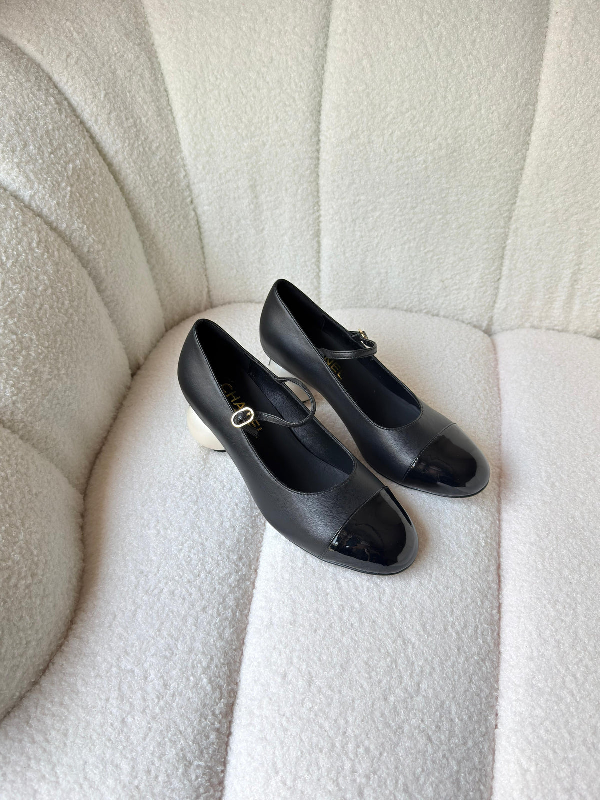 CHANEL Mary Janes Lambskin Patent Calfskin heels