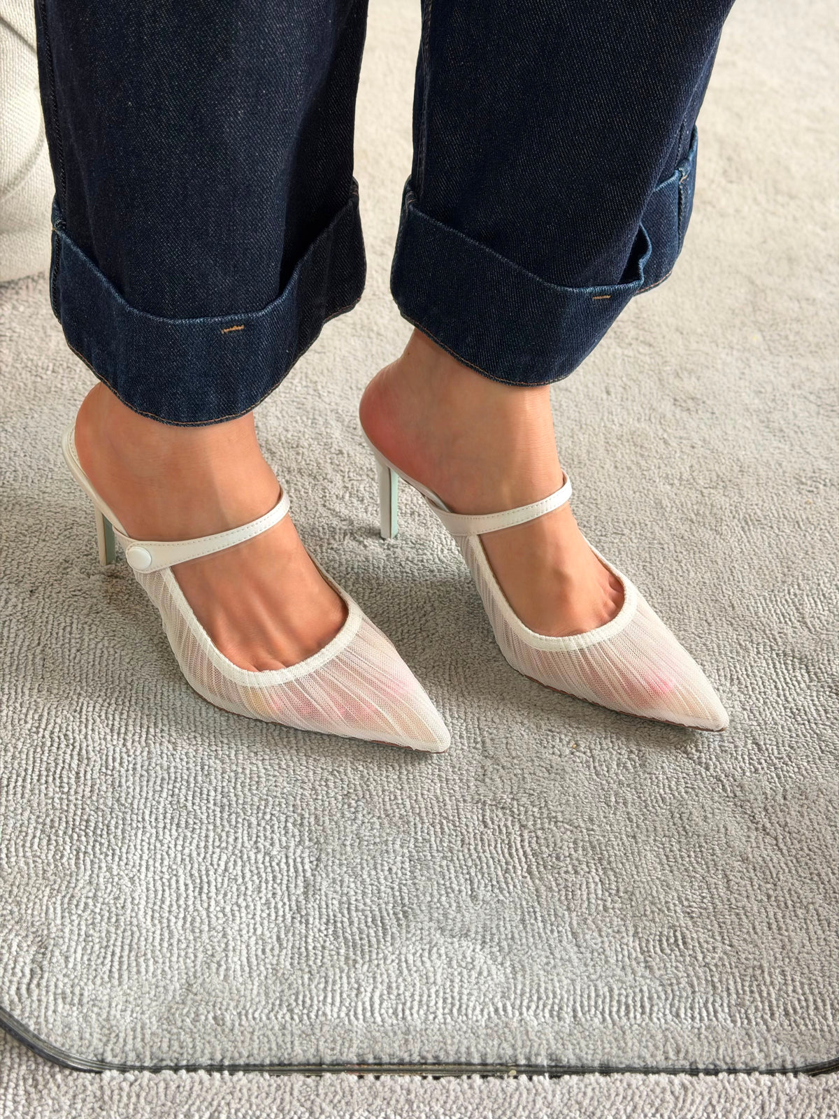 AQUAZZURA Voile 75 satin-trimmed tulle mules - 3