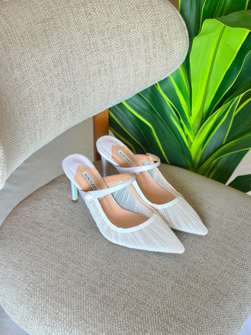 AQUAZZURA Voile 75 satin-trimmed tulle mules - 2