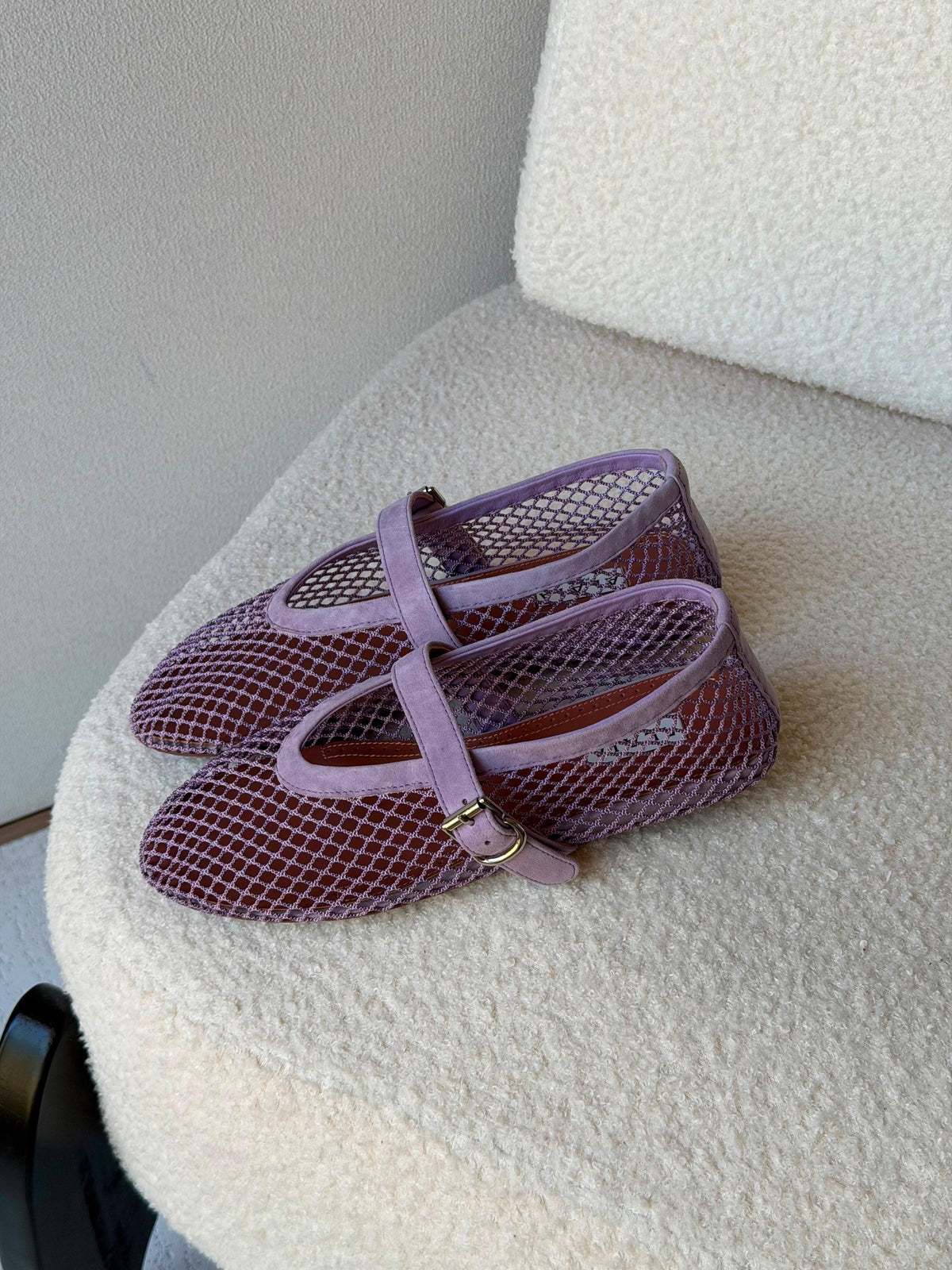 Alaïa Purple Suede Mesh Ballet Flats - 2