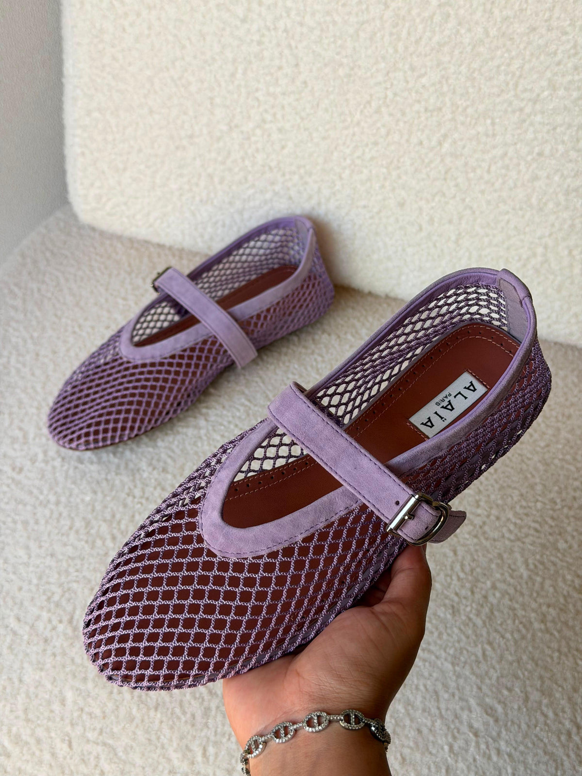 Alaïa Purple Suede Mesh Ballet Flats - 3