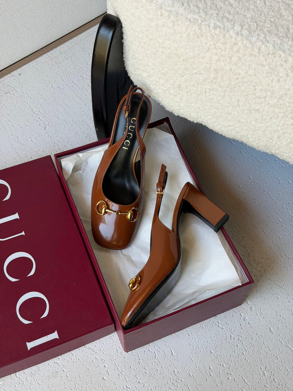 Gucci Leather Horsebit Slingback Pumps - 6