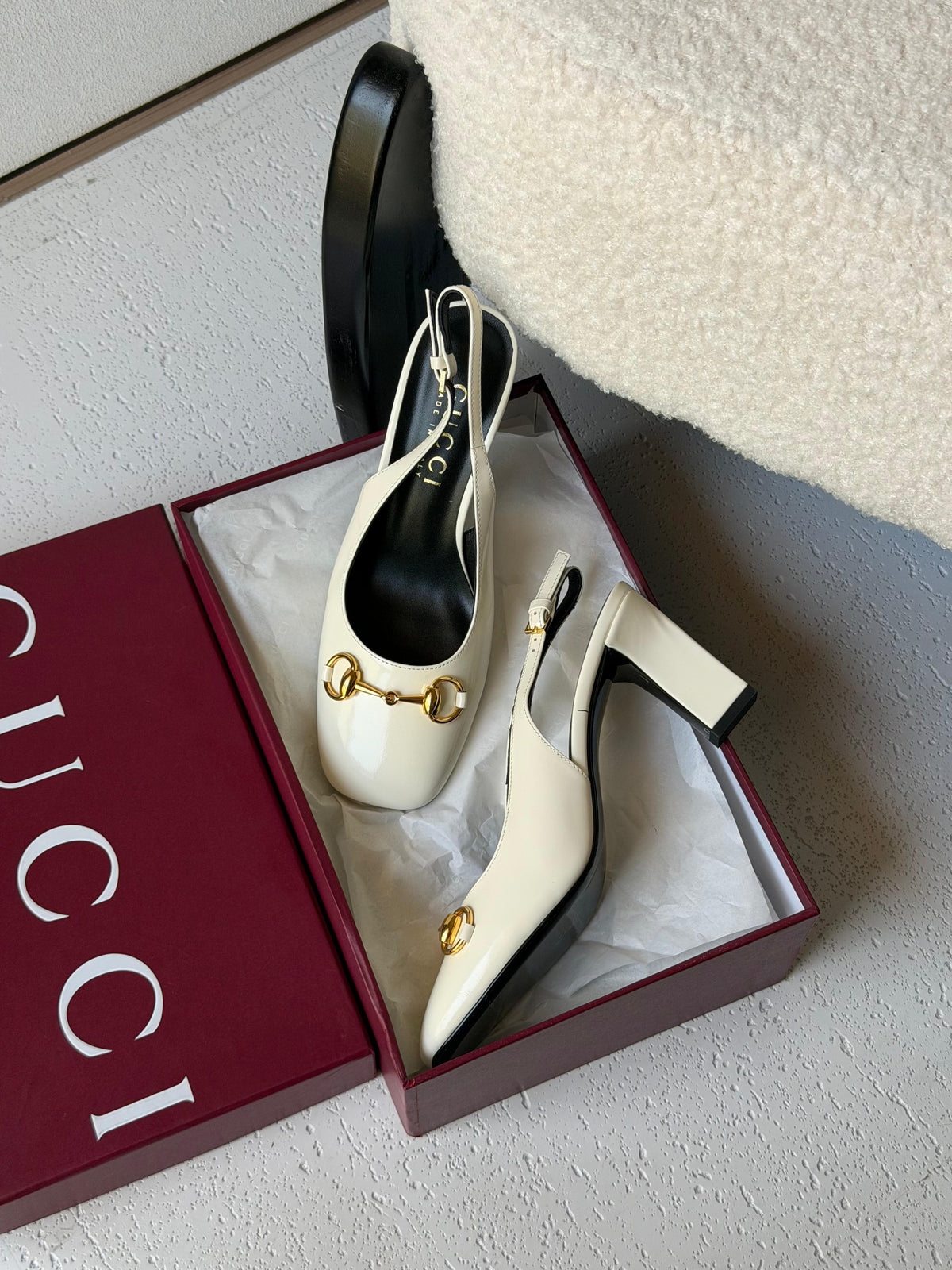 Gucci Leather Horsebit Slingback Pumps - 8