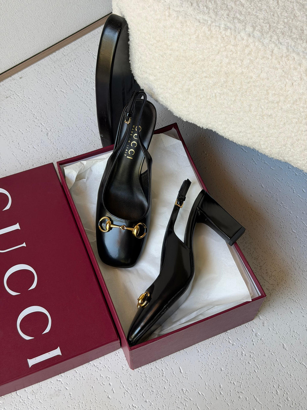 Gucci Leather Horsebit Slingback Pumps - 10