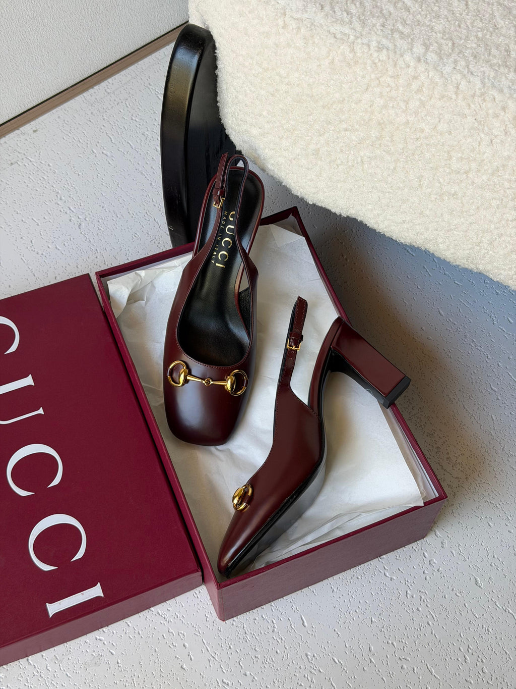 Gucci Leather Horsebit Slingback Pumps - 12
