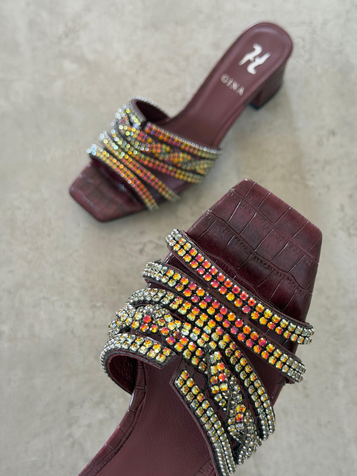 Gina Burgundy Leather Twyla Heeled Mules 50 - 4
