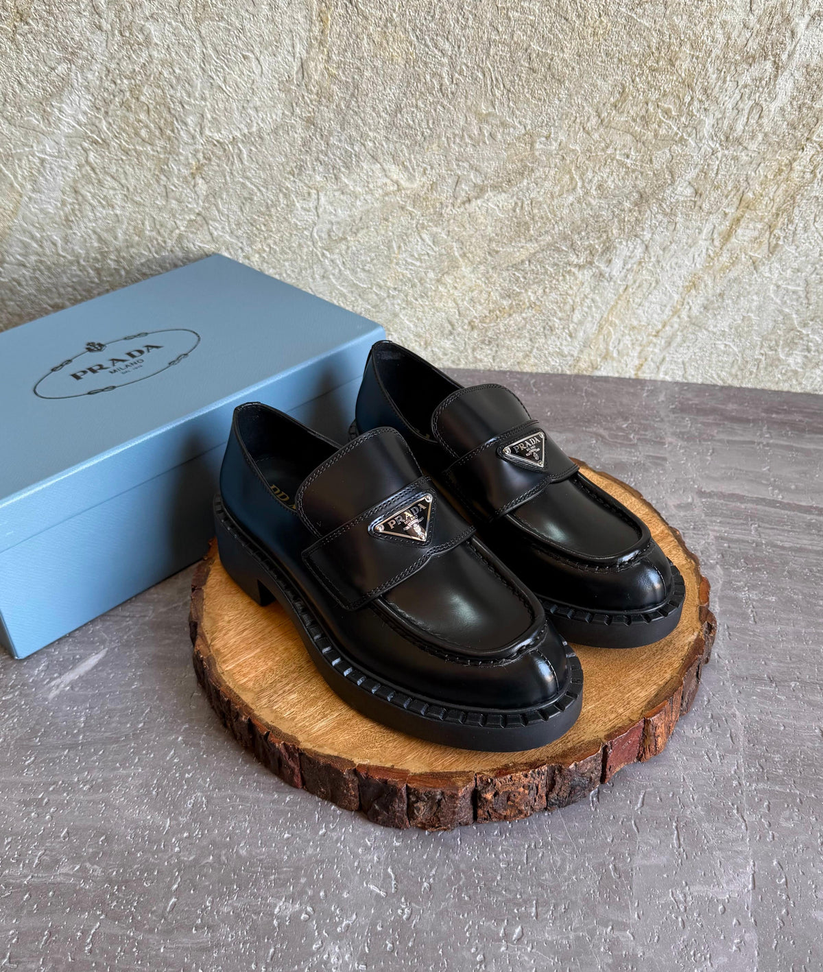 Prada Brushed Leather Loafers