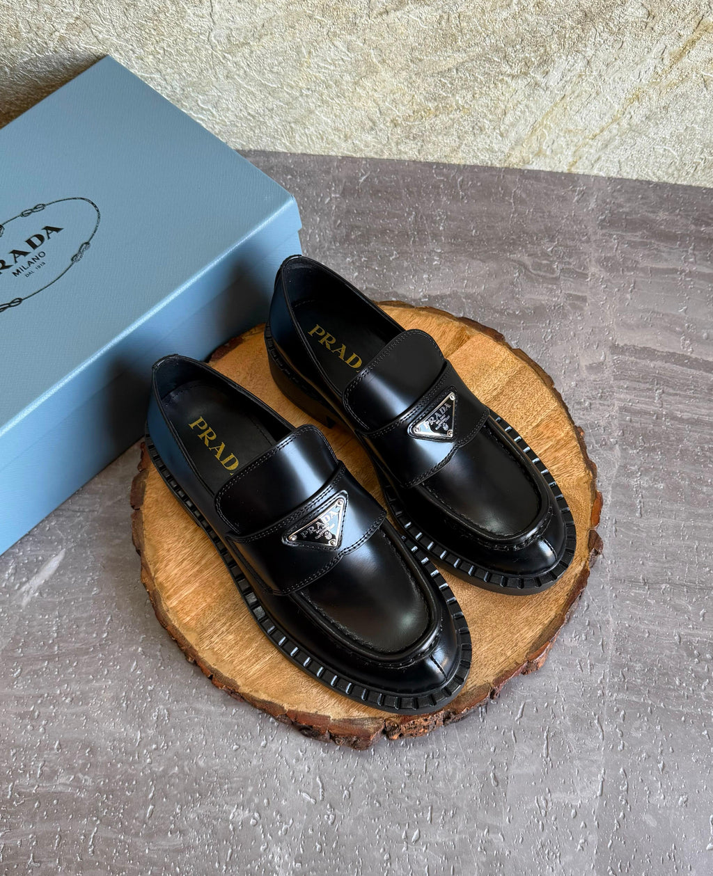 Prada Brushed Leather Loafers