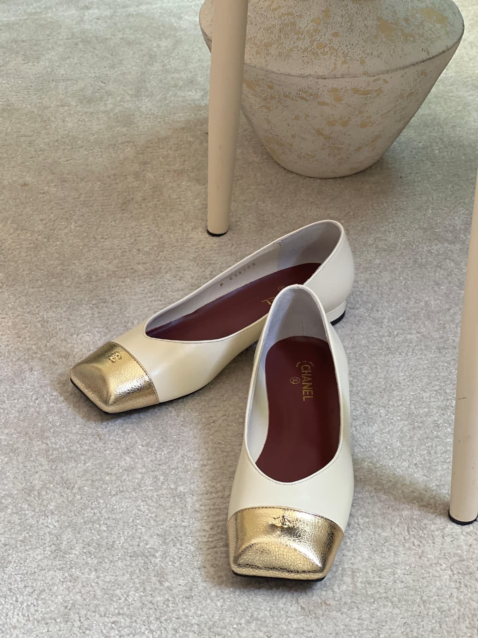 Chanel Lambskin Cap Toe CC Uniform Ballerina Flats - 3