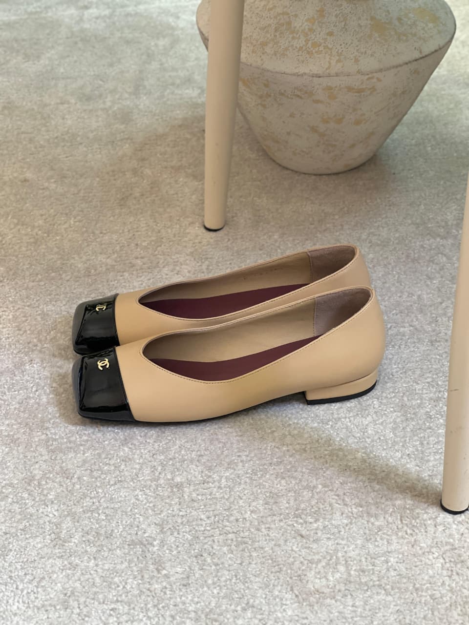 Chanel Lambskin Cap Toe CC Uniform Ballerina Flats - 2