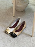Chanel Lambskin Cap Toe CC Uniform Ballerina Flats
