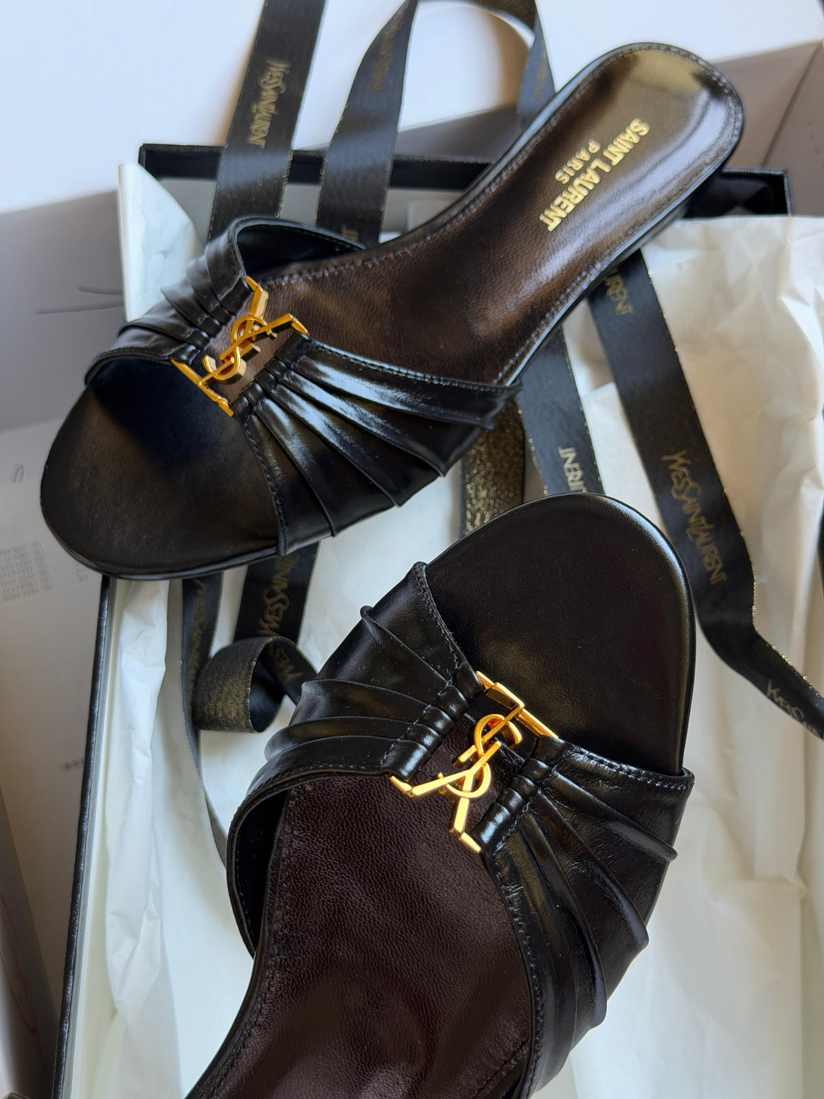SAINT LAURENT Brown Babylone Slides - 3