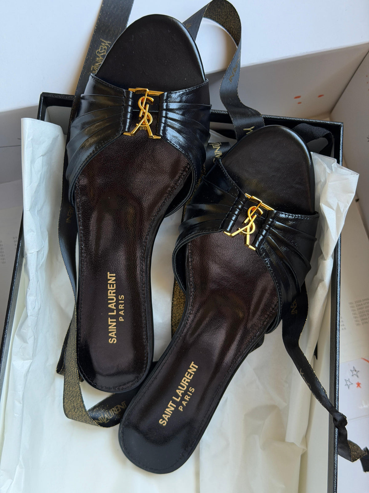 SAINT LAURENT Brown Babylone Slides - 2