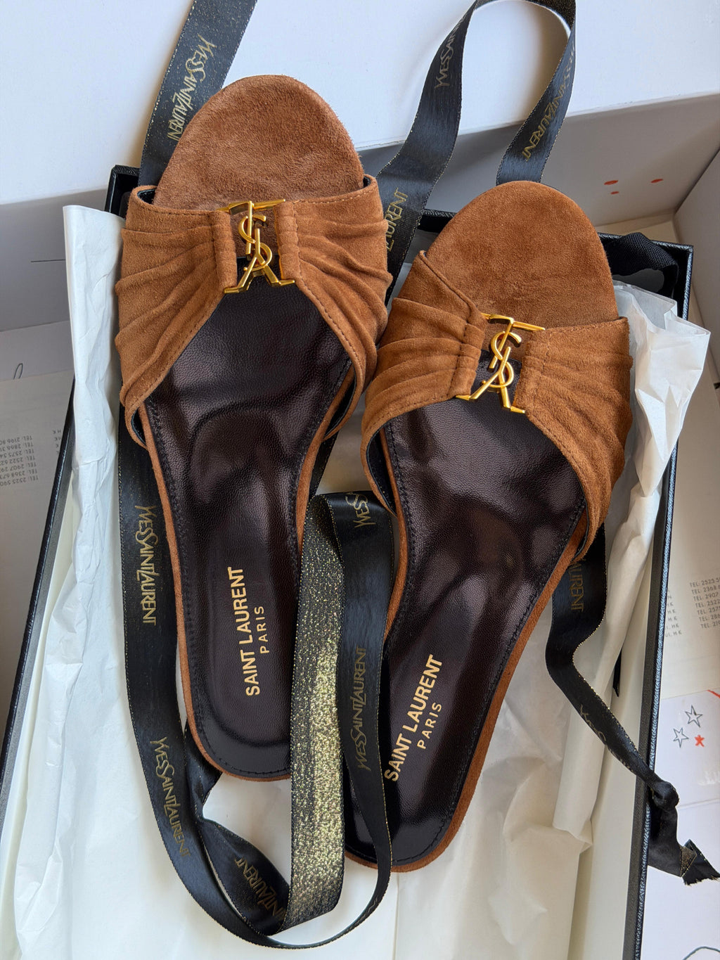 SAINT LAURENT Brown Babylone Slides - 7