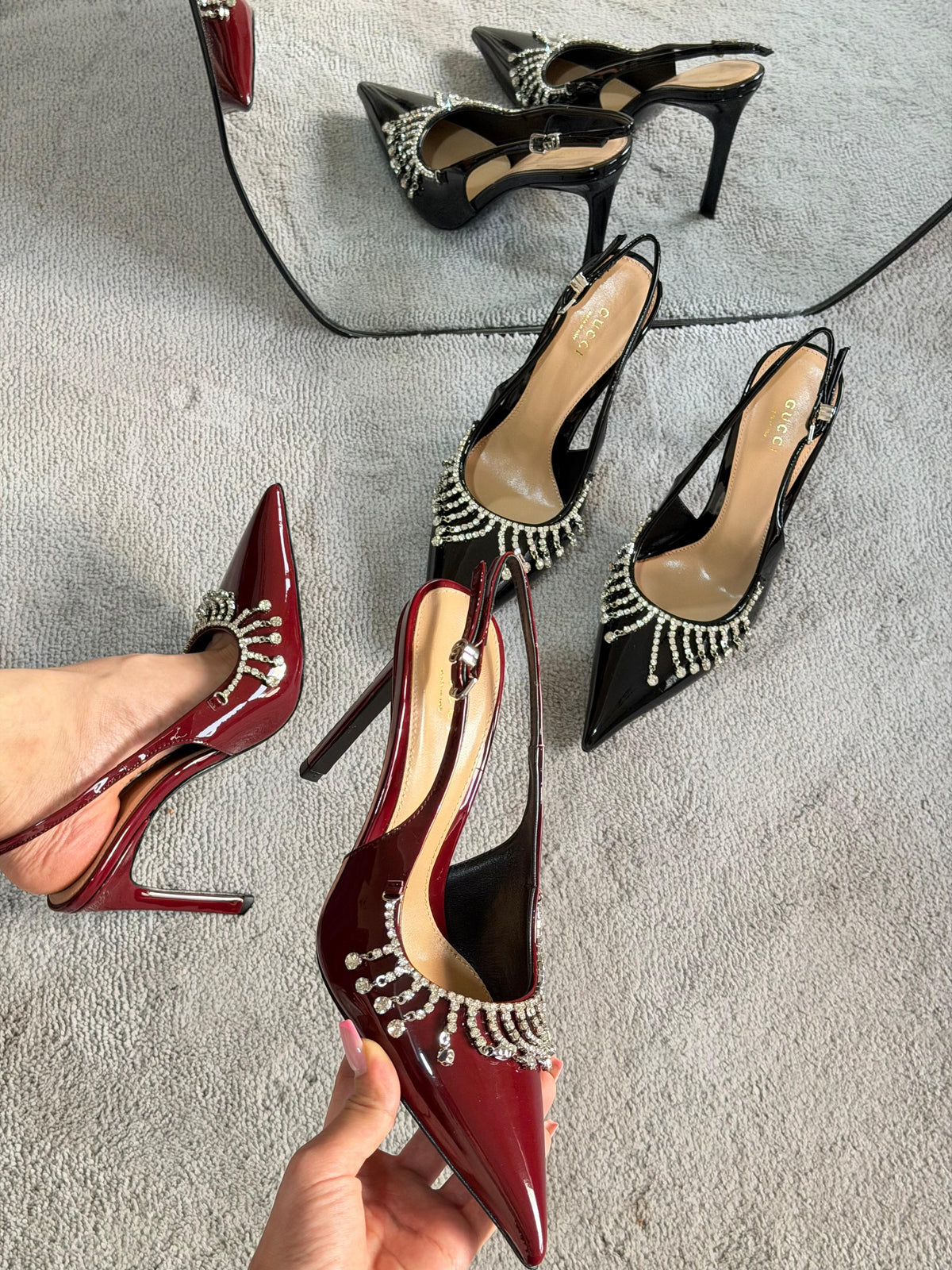 Gucci Crystal chain pumps