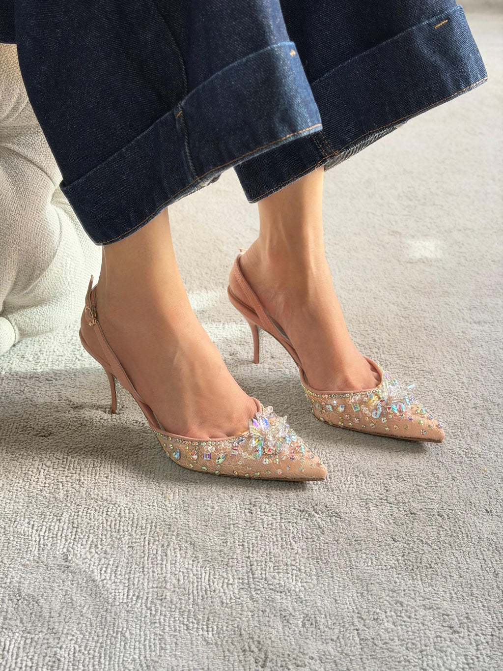 René Caovilla Cinderella Slingback Sandals - 7