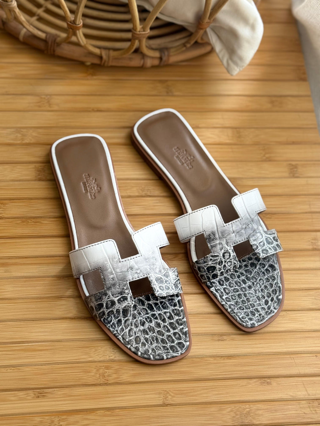 Hermes Blanc Crocodile Oran - 5