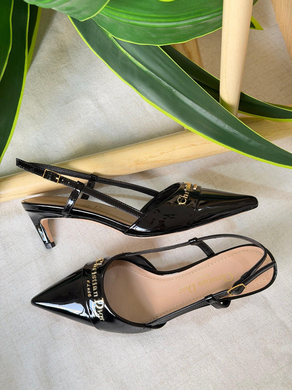Dior Slingback Pumps Patent Calfskin