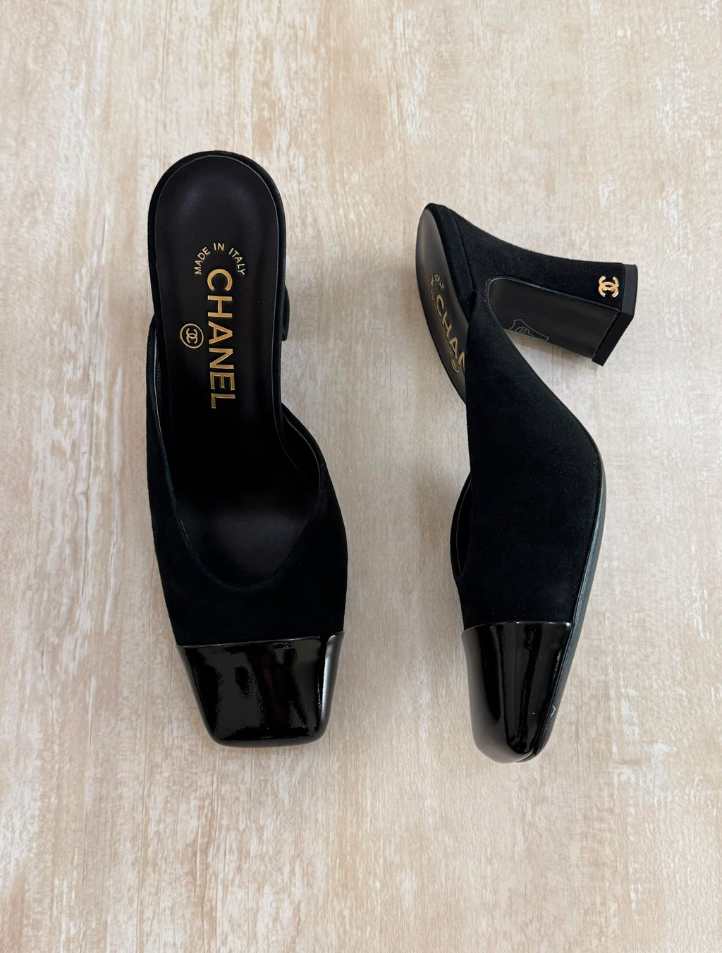 Chanel Mules in Lambskin & Patent Calfskin - 9