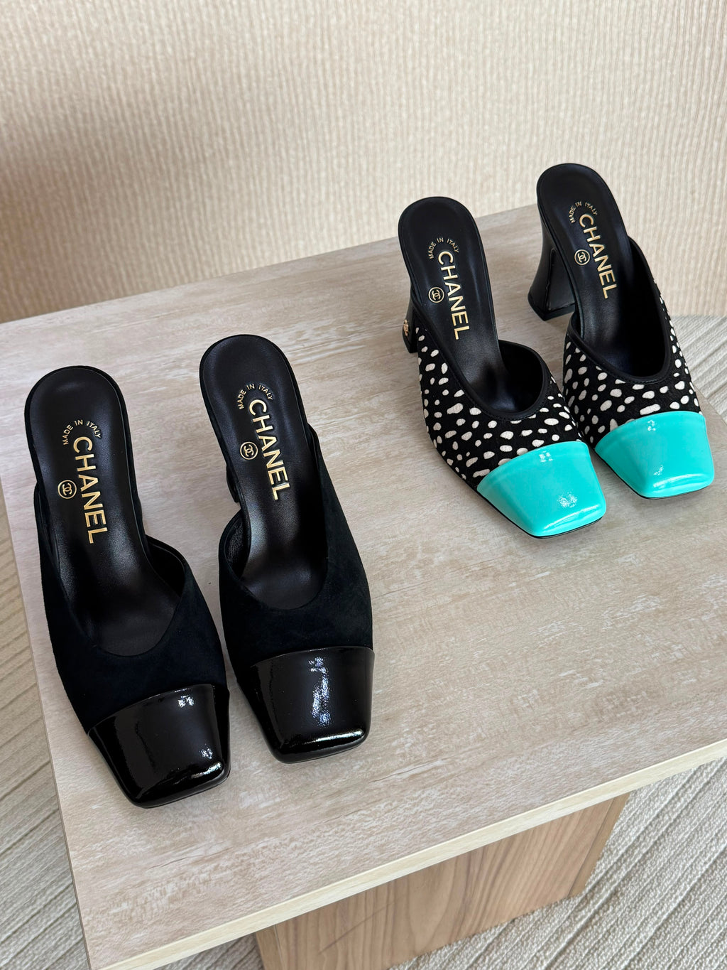 Chanel Mules in Lambskin & Patent Calfskin - 10