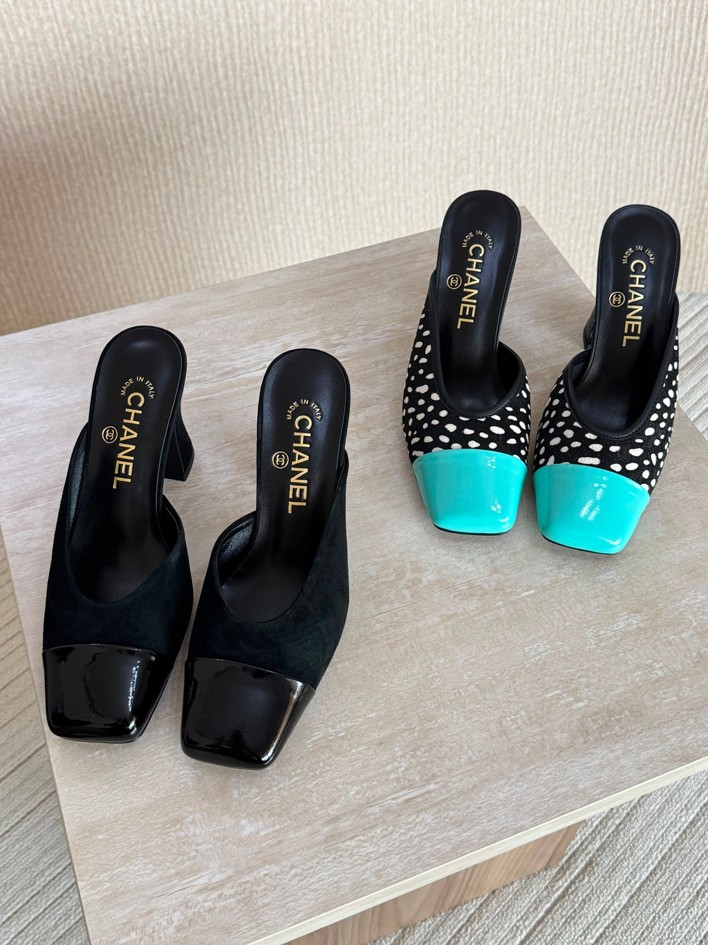 Chanel Mules in Lambskin & Patent Calfskin - 3