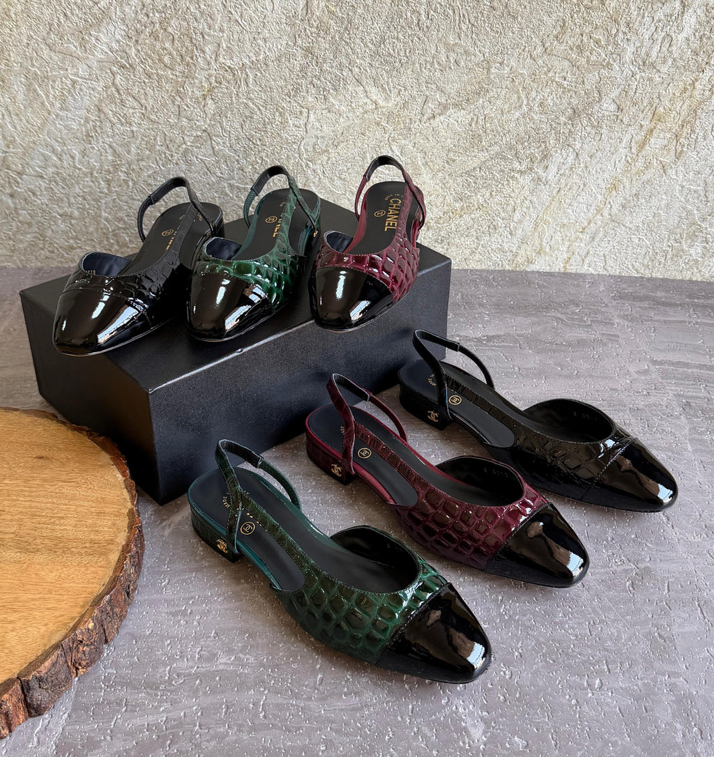Chanel Slingbacks  - Crocodile embossed patent - 3