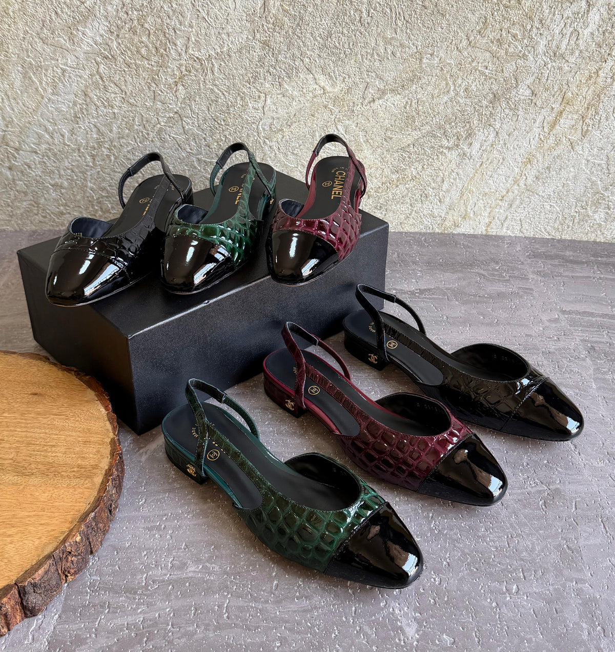 Chanel Slingbacks  - Crocodile embossed patent - 3