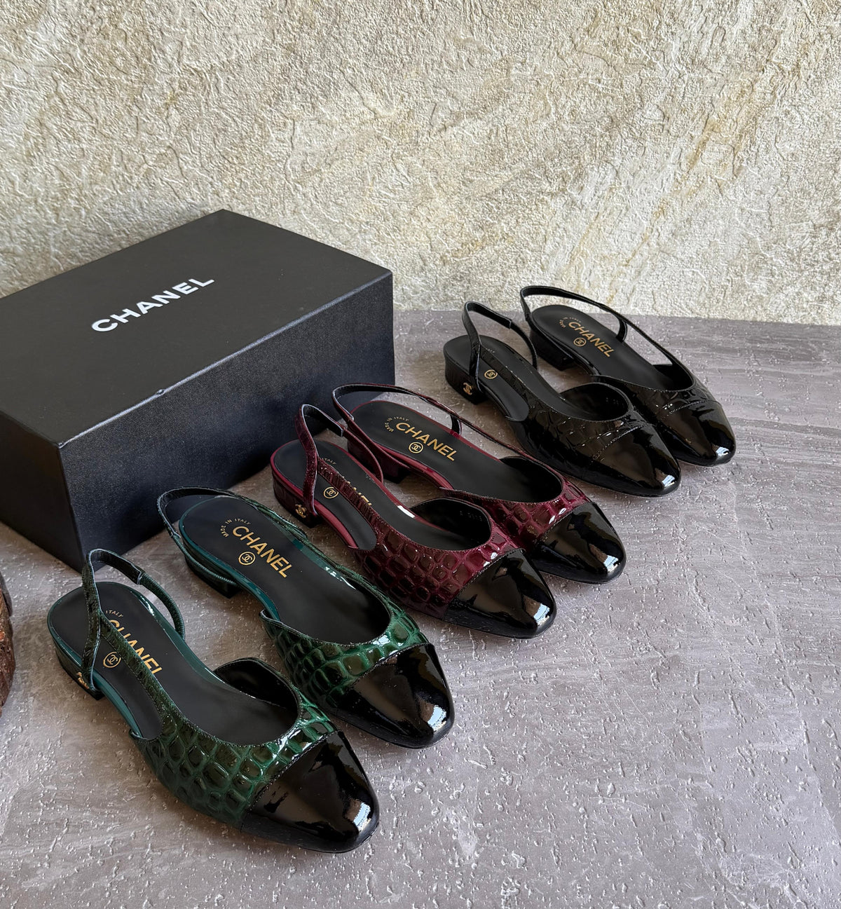 Chanel Slingbacks  - Crocodile embossed patent - 5