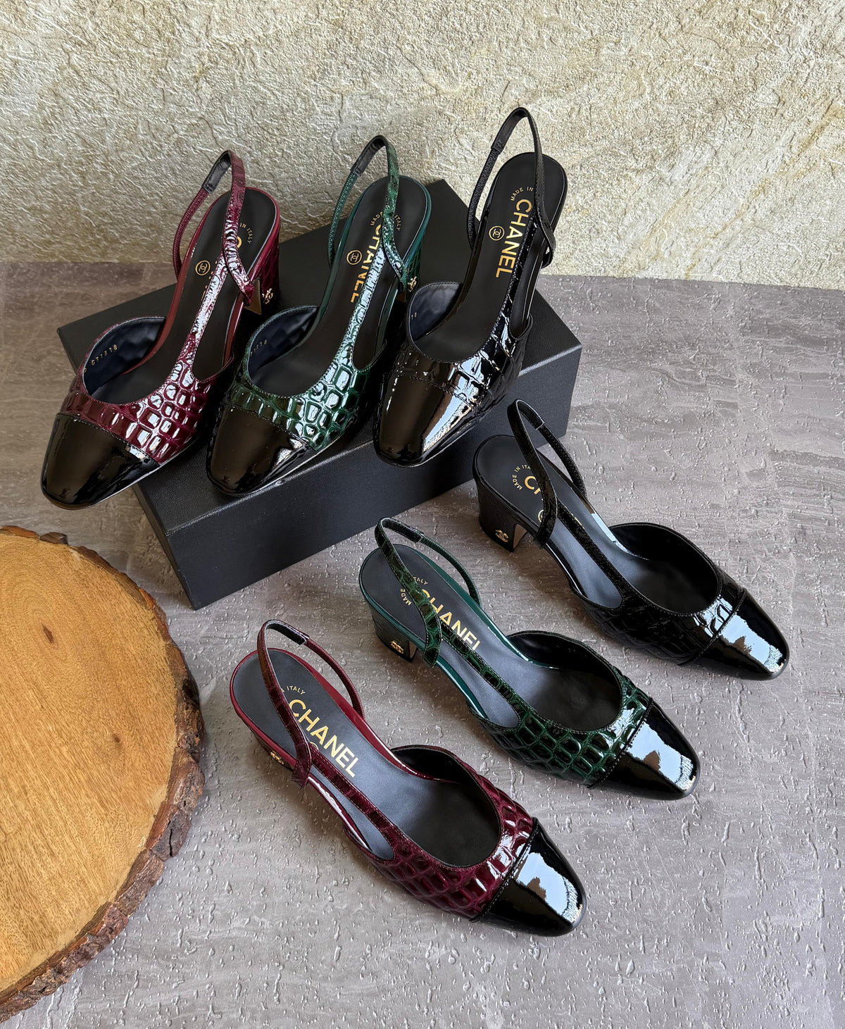 Chanel Slingbacks  - Crocodile embossed patent - 5