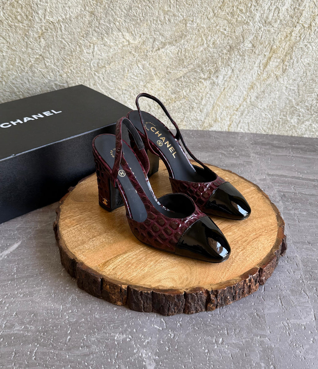 Chanel Slingbacks  - Crocodile embossed patent - 3