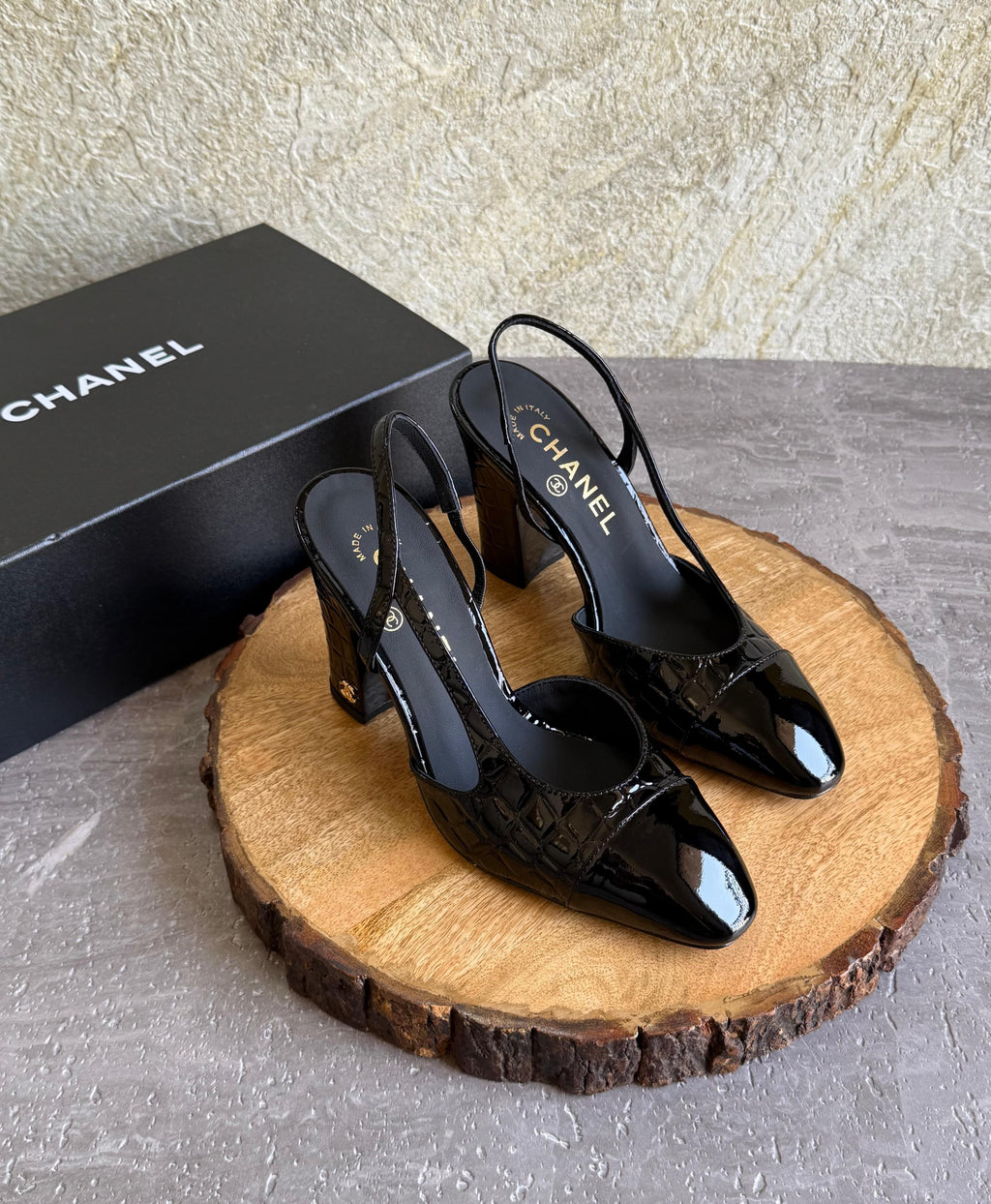 Chanel Slingbacks  - Crocodile embossed patent - 4