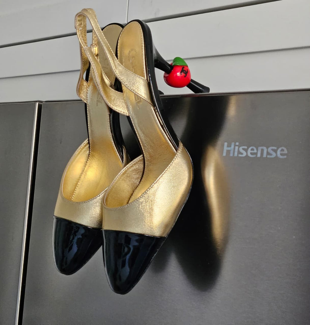 Chanel Lambskin Patent Cap Toe CC Apple Slingback Pump - 3