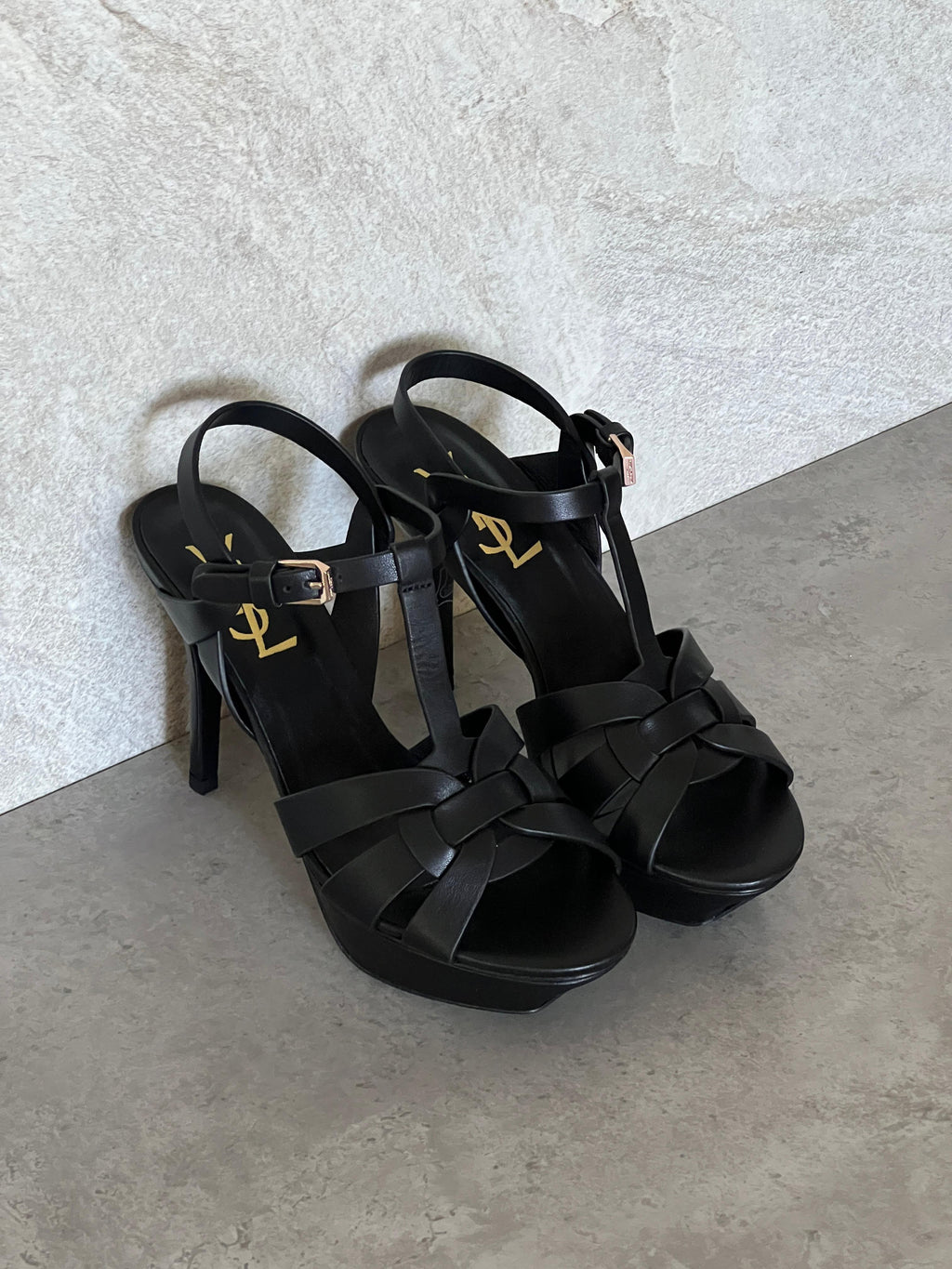 SAINT LAURENT Neutral Tribute 135 Platform Sandals - 4