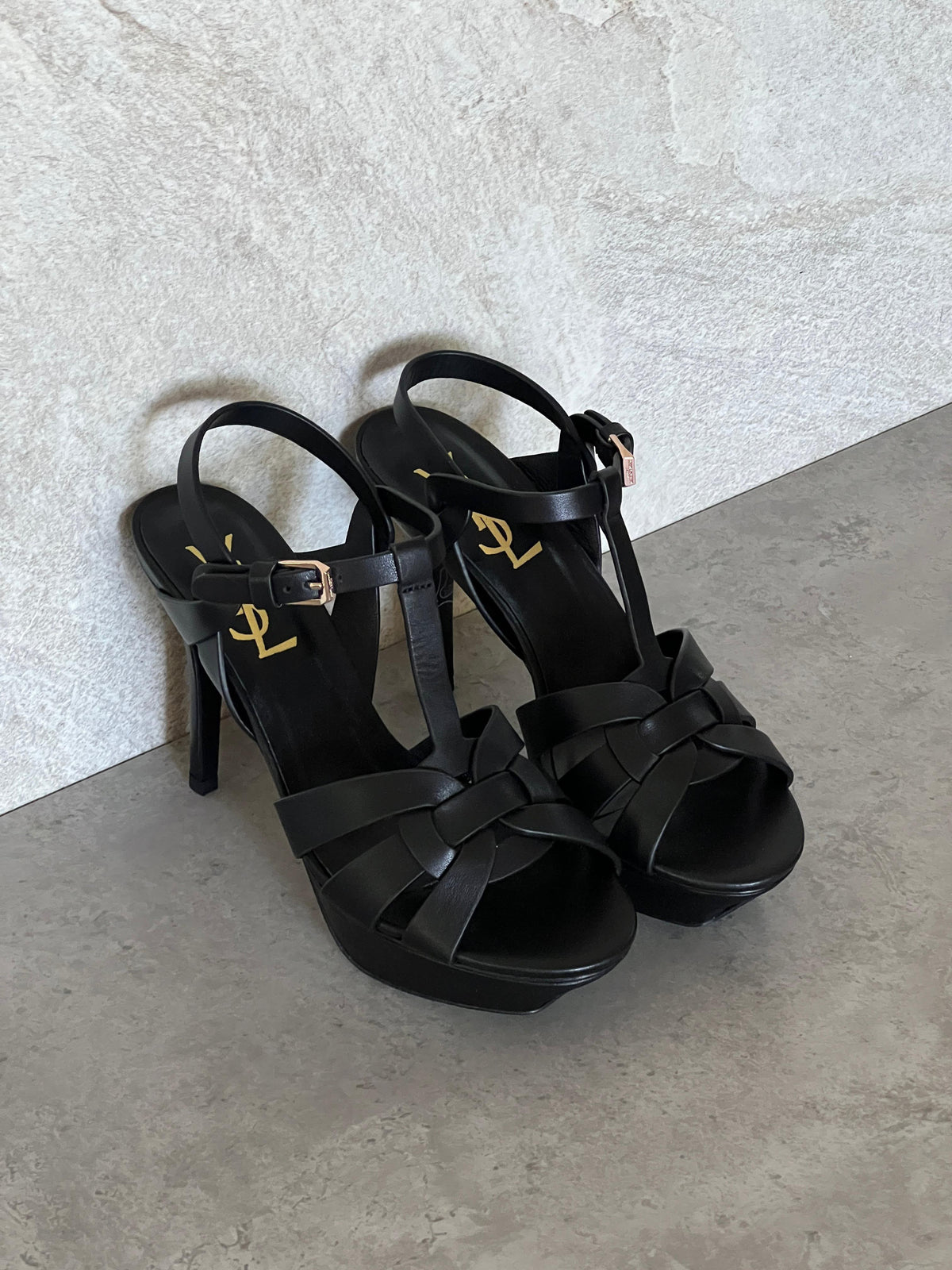 SAINT LAURENT Neutral Tribute 135 Platform Sandals - 4