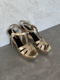 SAINT LAURENT Neutral Tribute 135 Platform Sandals