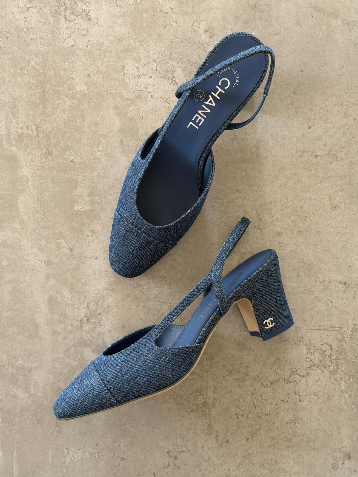 Chanel Interlocking CC Logo Lace Slingback Pumps