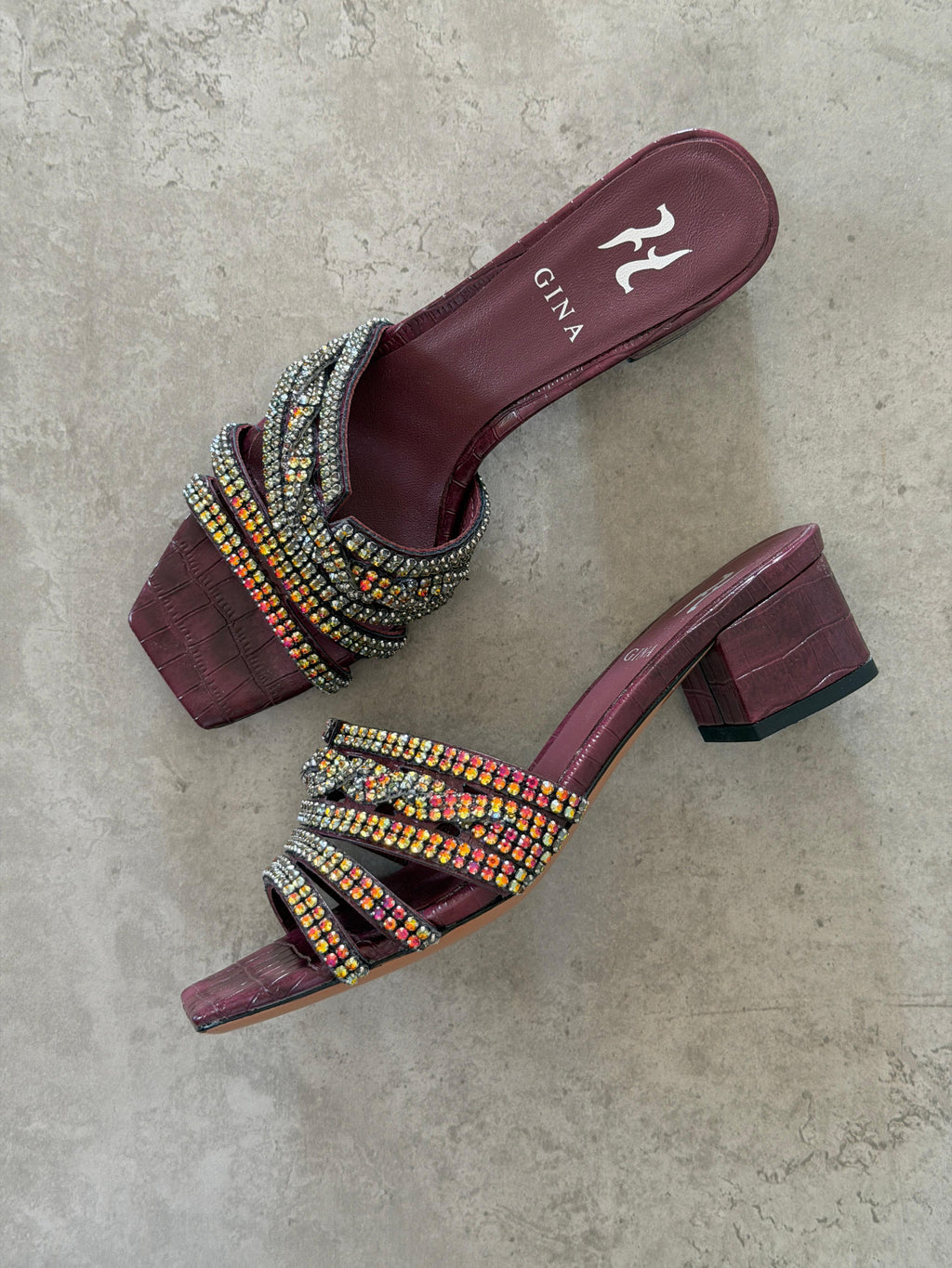Gina Beige Croc Embossed Patent Sandals - 3