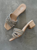 Gina Beige Croc Embossed Patent Sandals